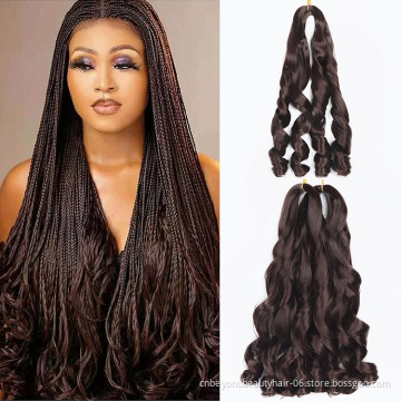 Free Sample Silky Pony Style Wavy Braiding  Hair Spiral Curly Hair Extensions French Curls Synthetic Curly Braiding Hair